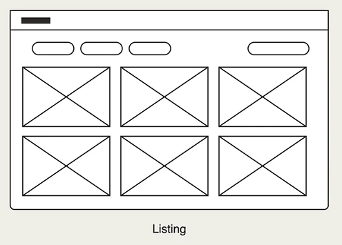 Desktop listing wireframe